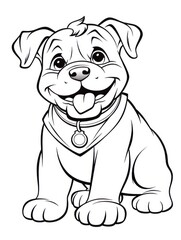 Fototapeta premium Coloring pages for kids, happy baby dog, cartoon style