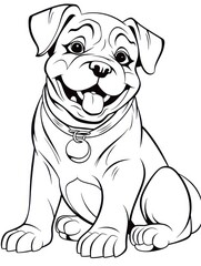 Fototapeta premium Coloring pages for kids, happy baby dog, cartoon style