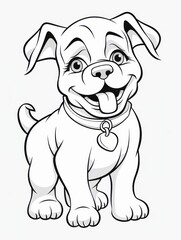 Fototapeta premium Coloring pages for kids, happy baby dog, cartoon style