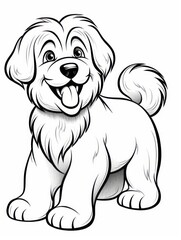 Coloring pages for kids, happy baby dog, cartoon style