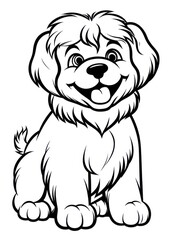 Coloring pages for kids, happy baby dog, cartoon style