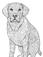 Coloring pages for kids, happy dog, cartoon style