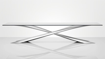 A glass table with a geometric base, well-suited for contemporary furniture or minimalist design.