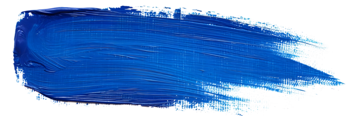 Hand painted stroke of blue paint brush isolated on white background