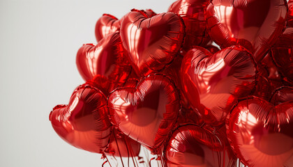 Red balloon foil heart shape background