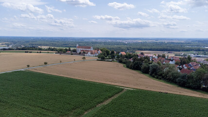 Fototapeta na wymiar Wiblingen, district of Ulm, with Wiblingen Monastery, taken from the air, drone image