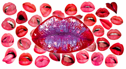 Sensual woman lips. Lips and mouth. Red lip background. Female lips.