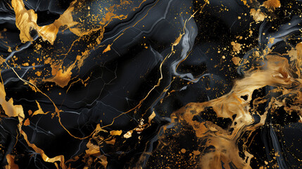 Marble black and gold wallpaper. Luxury background for design.