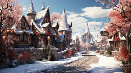 Obraz premium Fanciful fantasy Christmas village scene