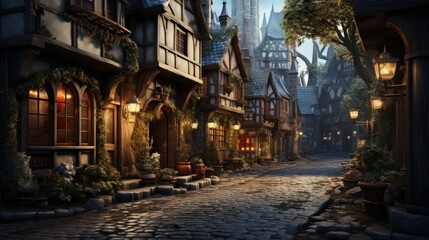 Obraz premium Fanciful fantasy Christmas village scene