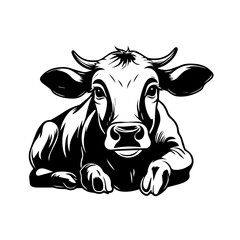 Relaxed Cow Lying Down Vector Art