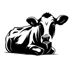 Relaxed Cow Lying Down Vector Art