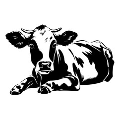 Relaxed Cow Lying Down Vector Art