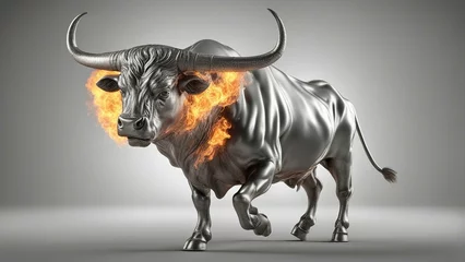 Poster bull with horns  A flaming bull that rages with fire  © Jared