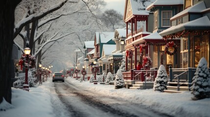 Naklejka premium Vintage main street at Christmas