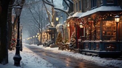 Fototapeta premium Vintage main street at Christmas