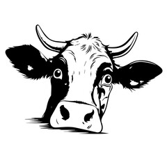 Playful Peeking Cow Cartoon Vector