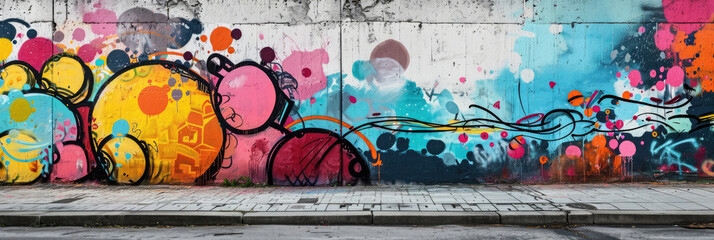 Street art graffiti. Abstract creative drawing fashion colors on the walls of the city. Urban Contemporary Culture