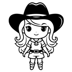 Stylish Cowgirl in Western Attire Vector