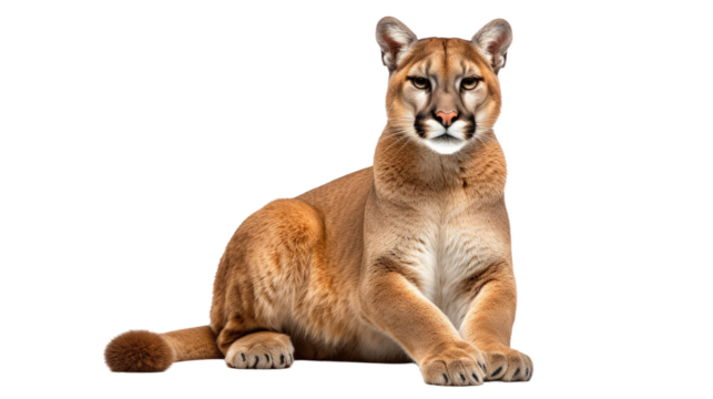  A cougar, isolated on white background