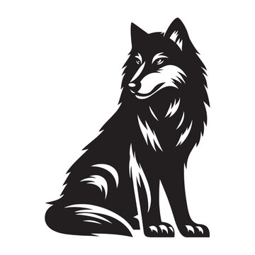 Intricate details bring to life the powerful black wolf silhouette in a stunning vector composition - vector stock wolf silhouette

