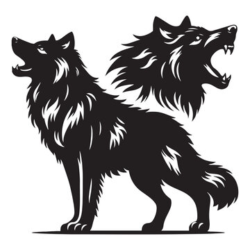 Capturing the essence: Majestic black wolf showcased in a stunning vector silhouette - wolf silhouette
