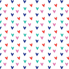 Seamless pattern with colorful hearts, Cute seamless pattern. Endless romantic print. Vector illustration.