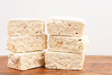 Pile of traditional square nougats.