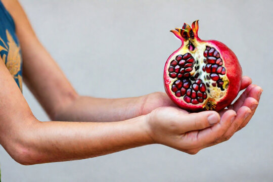 pomegranate seeds in the hand