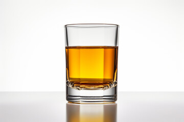 Whiskey served neat in a glass. Glass with long drinks on white background. Generative AI.
