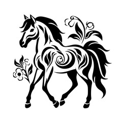 Mystical Floral Horse Fantasy Vector Art