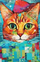 Fototapeta premium Cute cozy cat Christmas scene