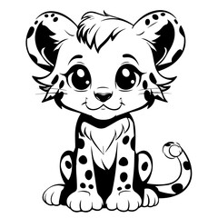 Adorable Kawaii Cheetah Cartoon Vector