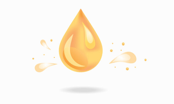 Orange drop of oil on white background
 