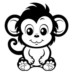 Playful Cute Monkey Cartoon Vector