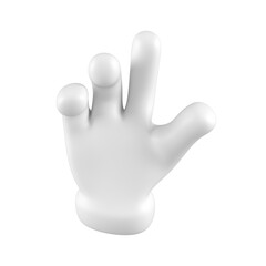 White emoji cute touching gesture isolated. Touch or tap hand icons, symbols, signals and signs. 3d rendering.