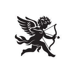 Detailed and captivating: Valentine Cupid's silhouette in black vector art - Valentine Cup silhouette
