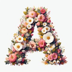 Flowers letter A. AI generated illustration