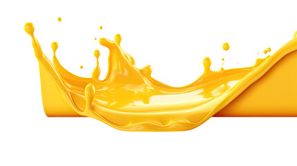 Melting cheese runs from top to bottom, golden yellow, isolated a transparent background  - obrazy, fototapety, plakaty