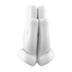 White emoji hope gesture. Isolated prayer hands icon, symbol, signal and sign. 3d rendering.