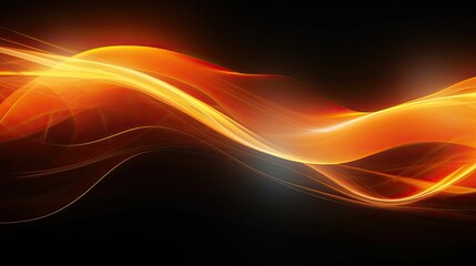 Orange and yellow neon fluid, glowing futuristic abstract background, swirl, line, boxes, data transfer or equalizer, wallpaper