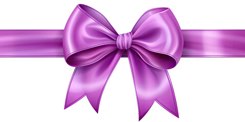 Purple gift ribbon with a bow against a gray background 