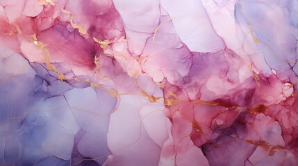 Watercolor abstract background with gold thin lines, and marble texture. Pastel colours, brush stains.