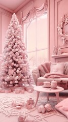 Fototapeta premium Christmas atmosphere in pink