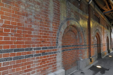 The former Viaduct Buildings' and Fish Market Vaults' brick walls under the Flinders Street Viaduct. Melbourne-Australia-913