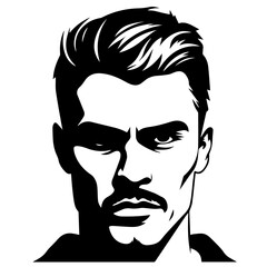 Stylized Male Face Portrait Vector