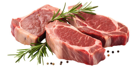 Fototapeta premium three delicious t-bone steaks with rosemary, bbq, grilling, isolated