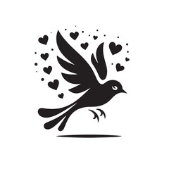 Tender and detailed portrayal: Love birds in black silhouette - Valentine lovebirds silhouette love birds vector stock

