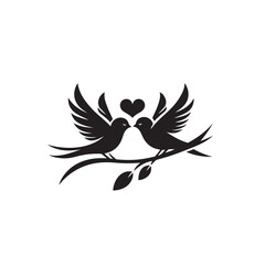 Elegant and tender: Love birds in detailed black silhouette - Valentine lovebirds silhouette love birds vector stock
