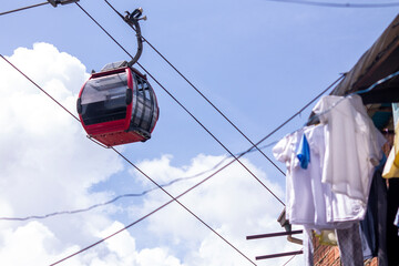 Cabin of the Metrocable system in the San Agustín - Parque Central section in Caracas, Venezuela